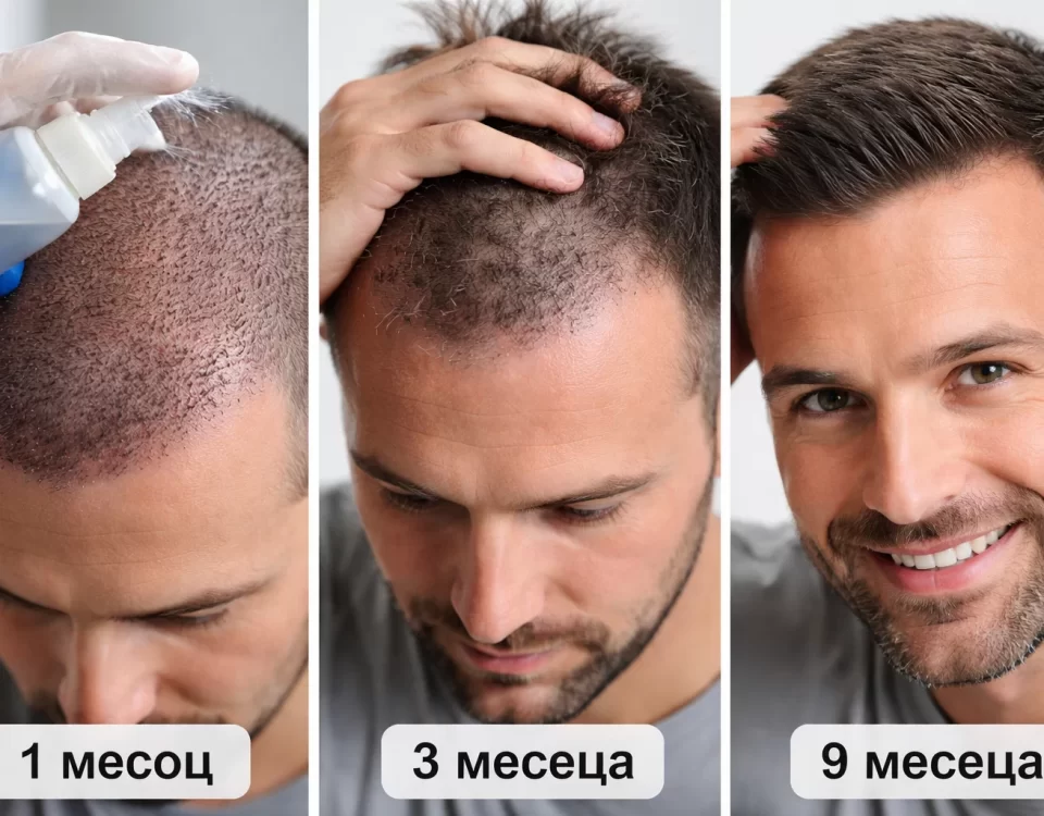 Косопад след присаждане на коса – резултати 1 месец, 3 месеца и 9 месеца възстановяване