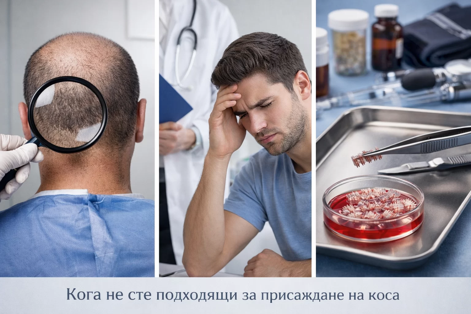 слаба донорна зона активен косопад недостатъчна плътност коса неподходящ кандидат за присаждане на коса