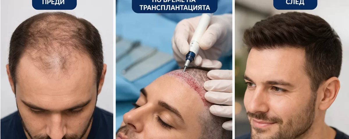 Оплешивяването е факт, решението е присаждане на коса – преди, по време и след резултат