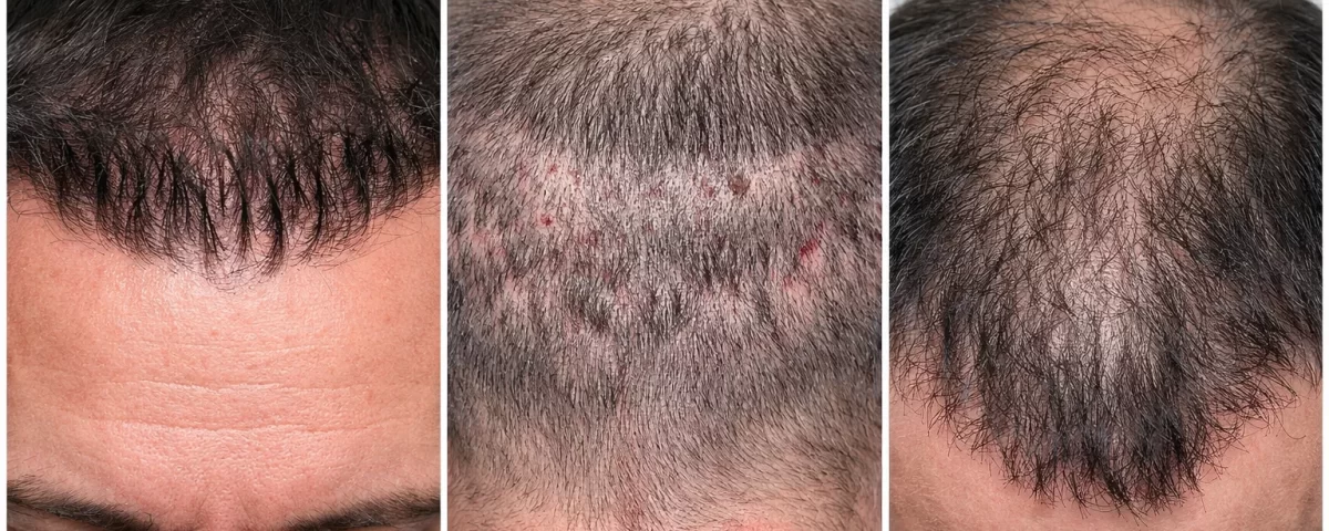 неуспешно присаждане на коса преди след лош резултат неестествена линия