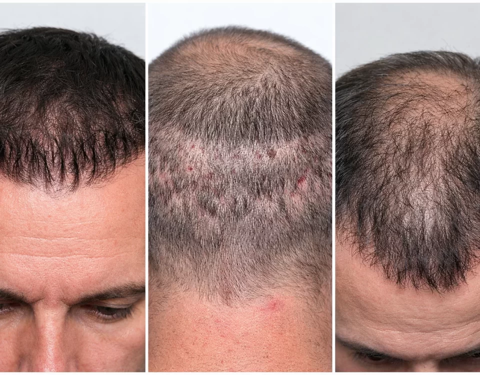 неуспешно присаждане на коса преди след лош резултат неестествена линия