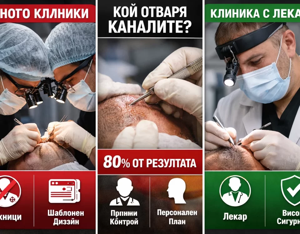 Присаждане на коса – разлика между клиники с лекар и клиники с техници, отваряне на канали и естествен резултат