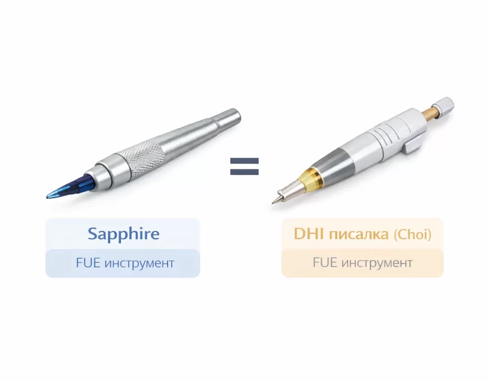 DHI и Sapphire при присаждане на коса – една и съща FUE техника разлика