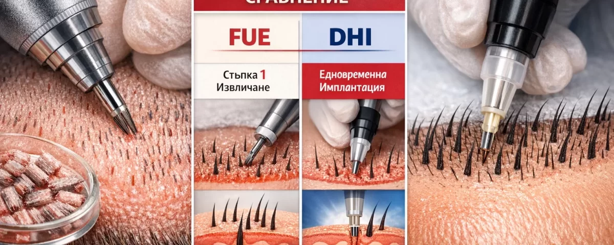разлика между FUE и DHI метод при присаждане на коса – сравнение на техники