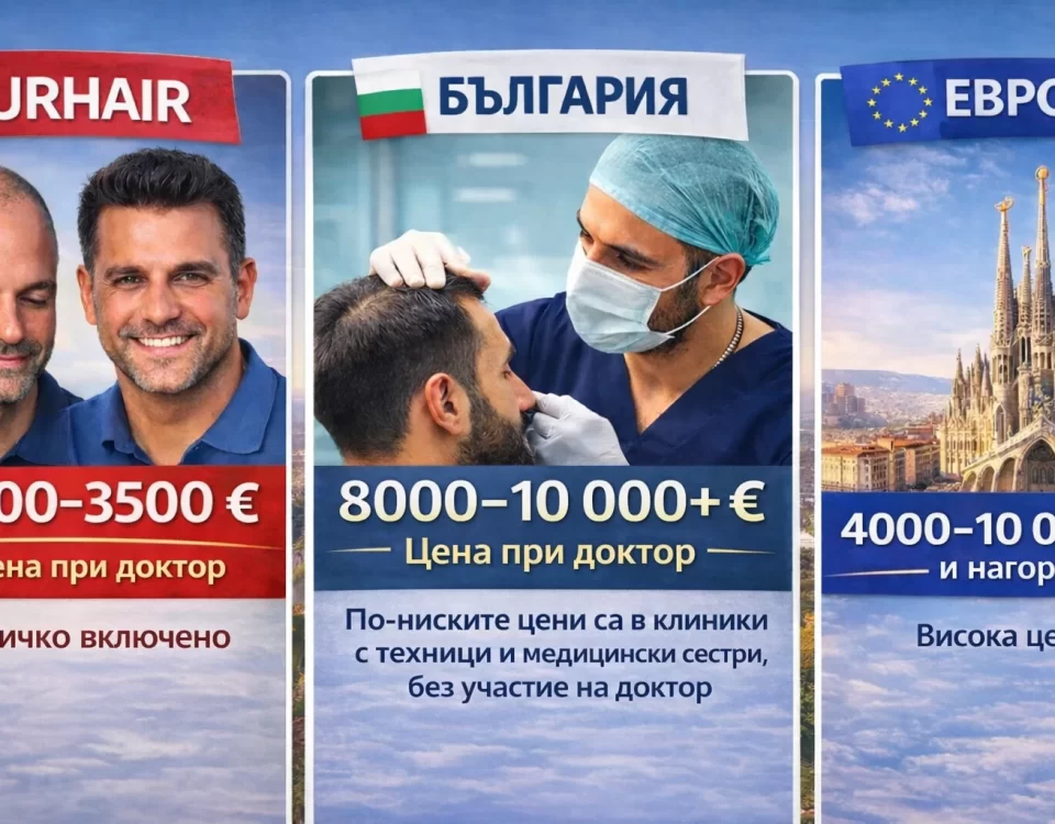 Сравнение на цени за присаждане на коса Турция срещу България – операция от доктор срещу техници