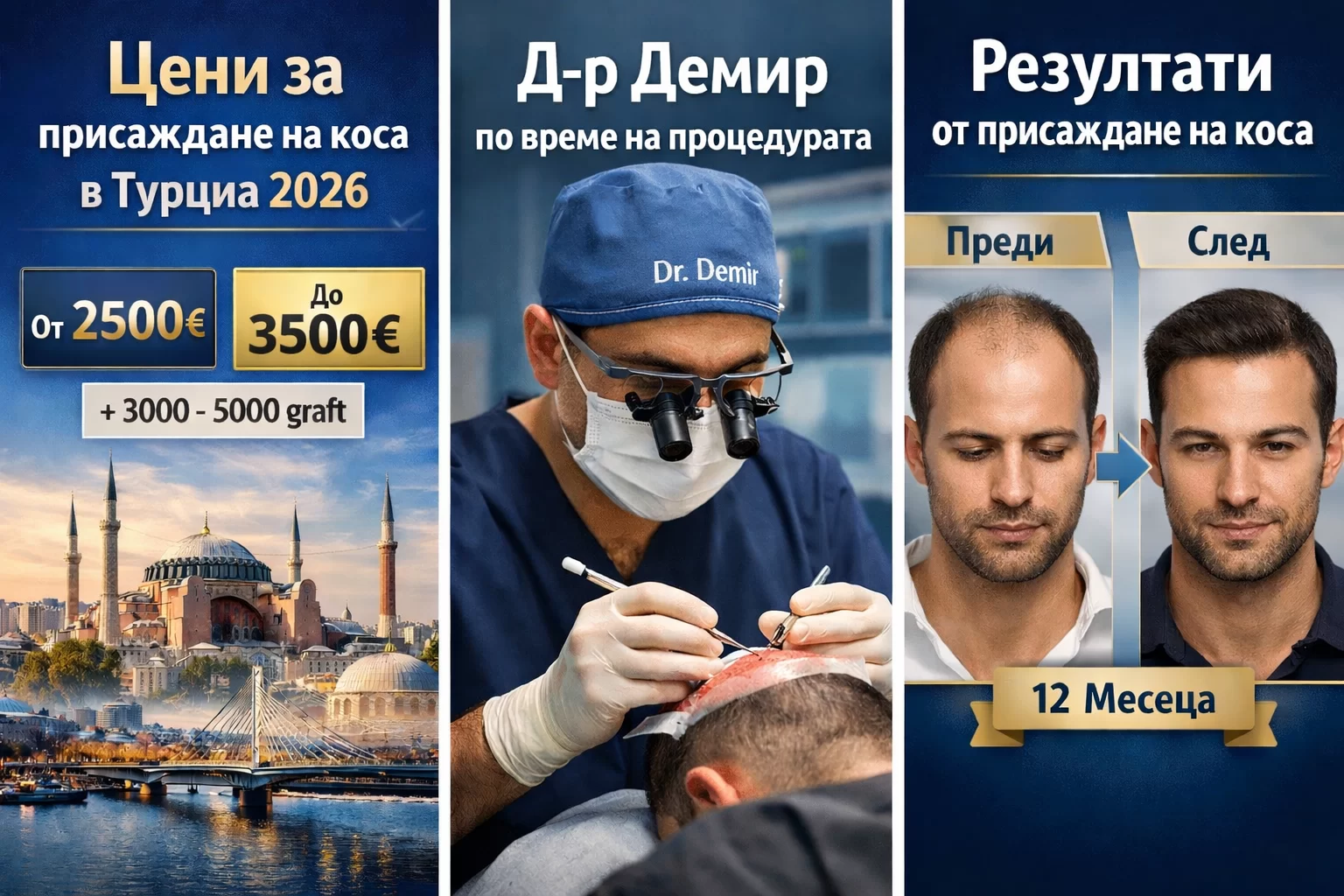 Присаждане на коса в Турция 2026 – цени, резултати и д-р Демир