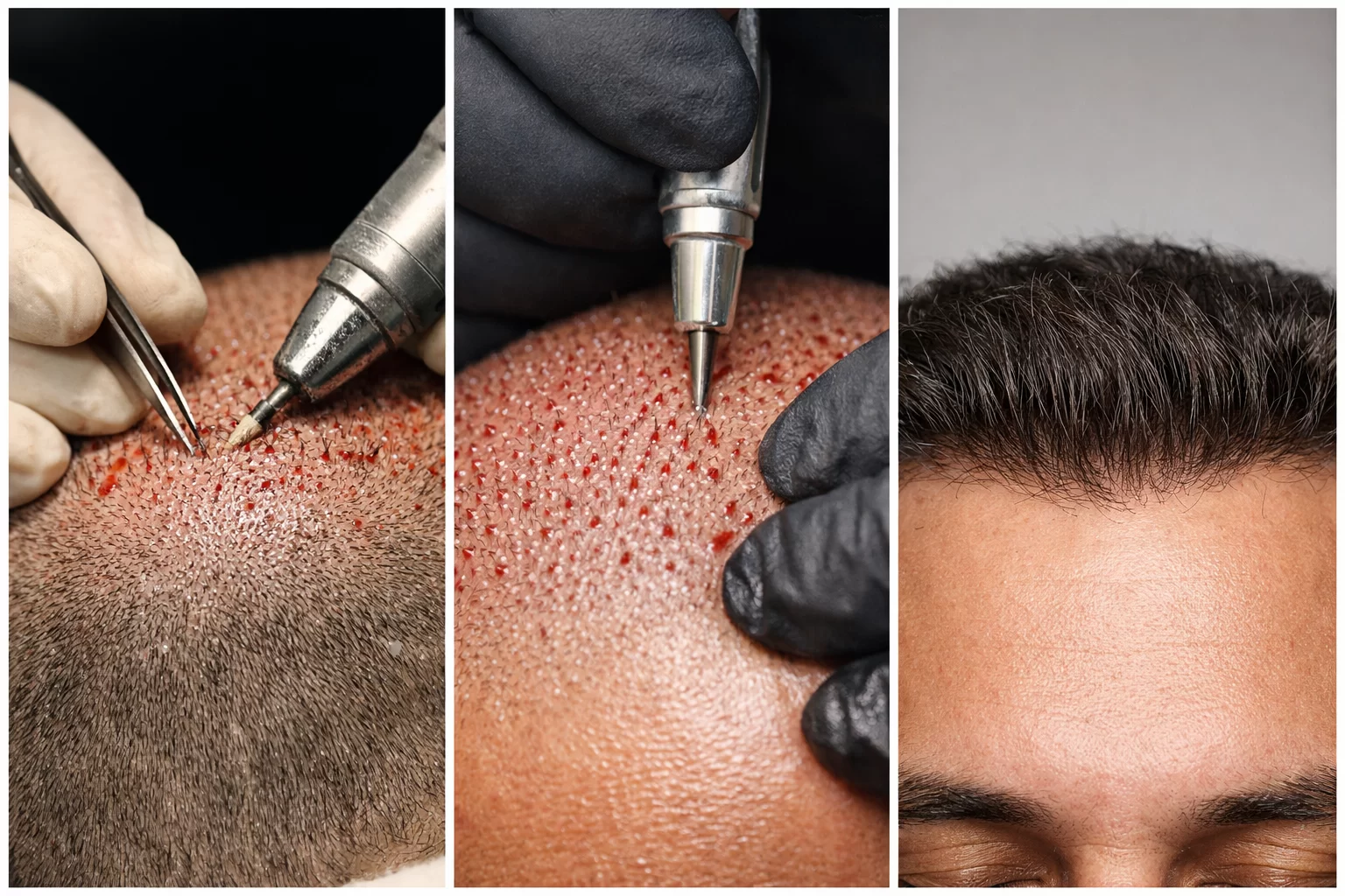 присаждане на коса FUE извличане на графтове донорна зона