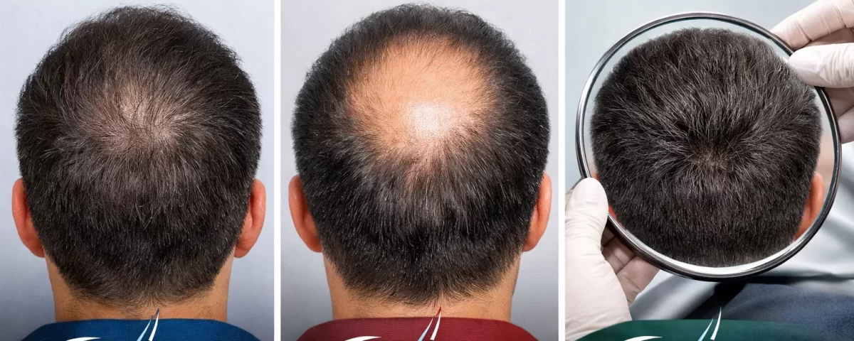 Начален етап на оплешивяване в темето при мъжете