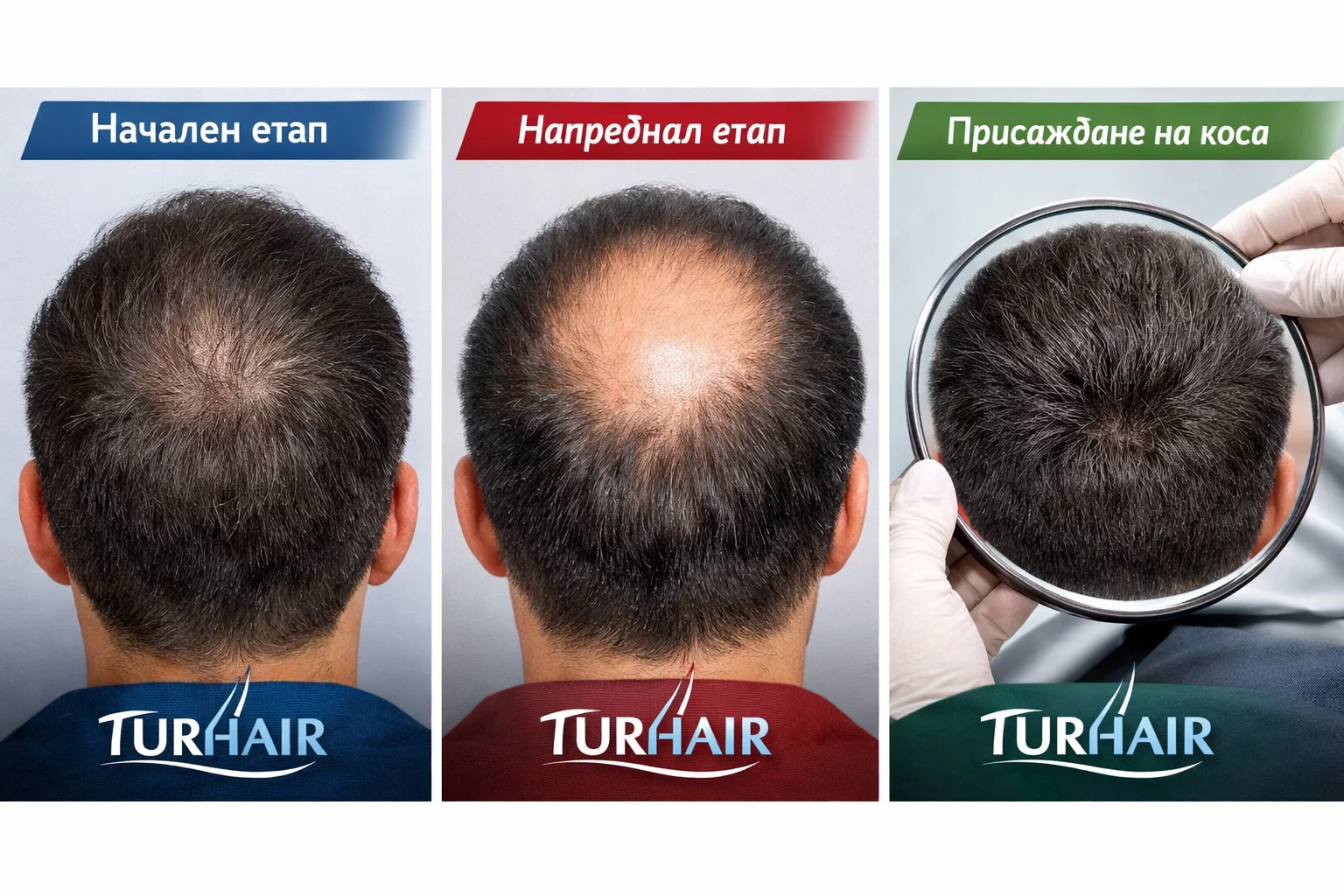 Начален етап на оплешивяване в темето при мъжете