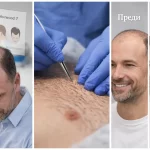 Присаждане на коса от тялото (BHT) – донорска зона от гърди и резултати преди и след трансплантация