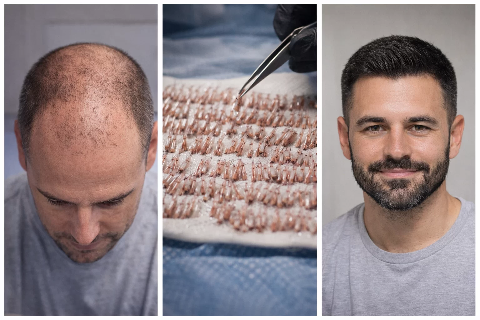 Присаждане на коса преди и след – косопад, подготовка на графтове и краен естествен резултат