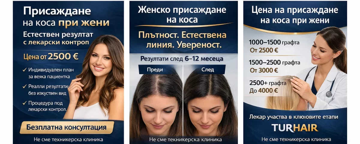 alt="Присаждане на коса при жени цена от 2500 евро TURHAIR естествен резултат"