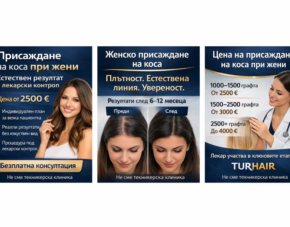 alt="Присаждане на коса при жени цена от 2500 евро TURHAIR естествен резултат"