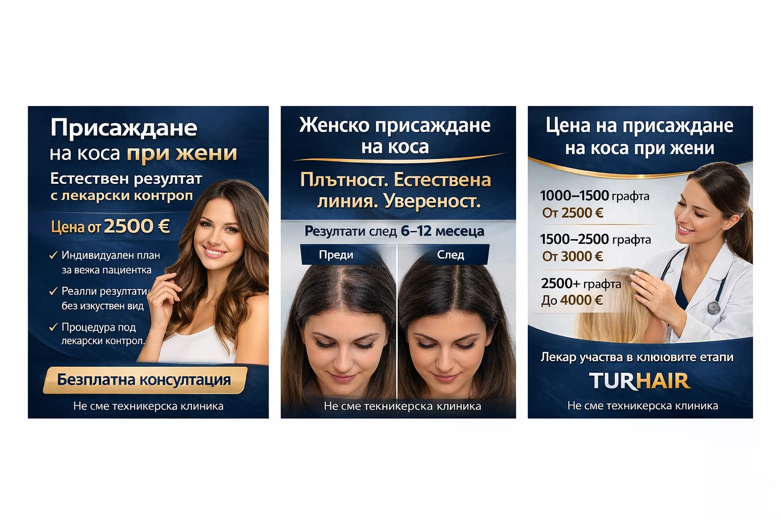 alt="Присаждане на коса при жени цена от 2500 евро TURHAIR естествен резултат"