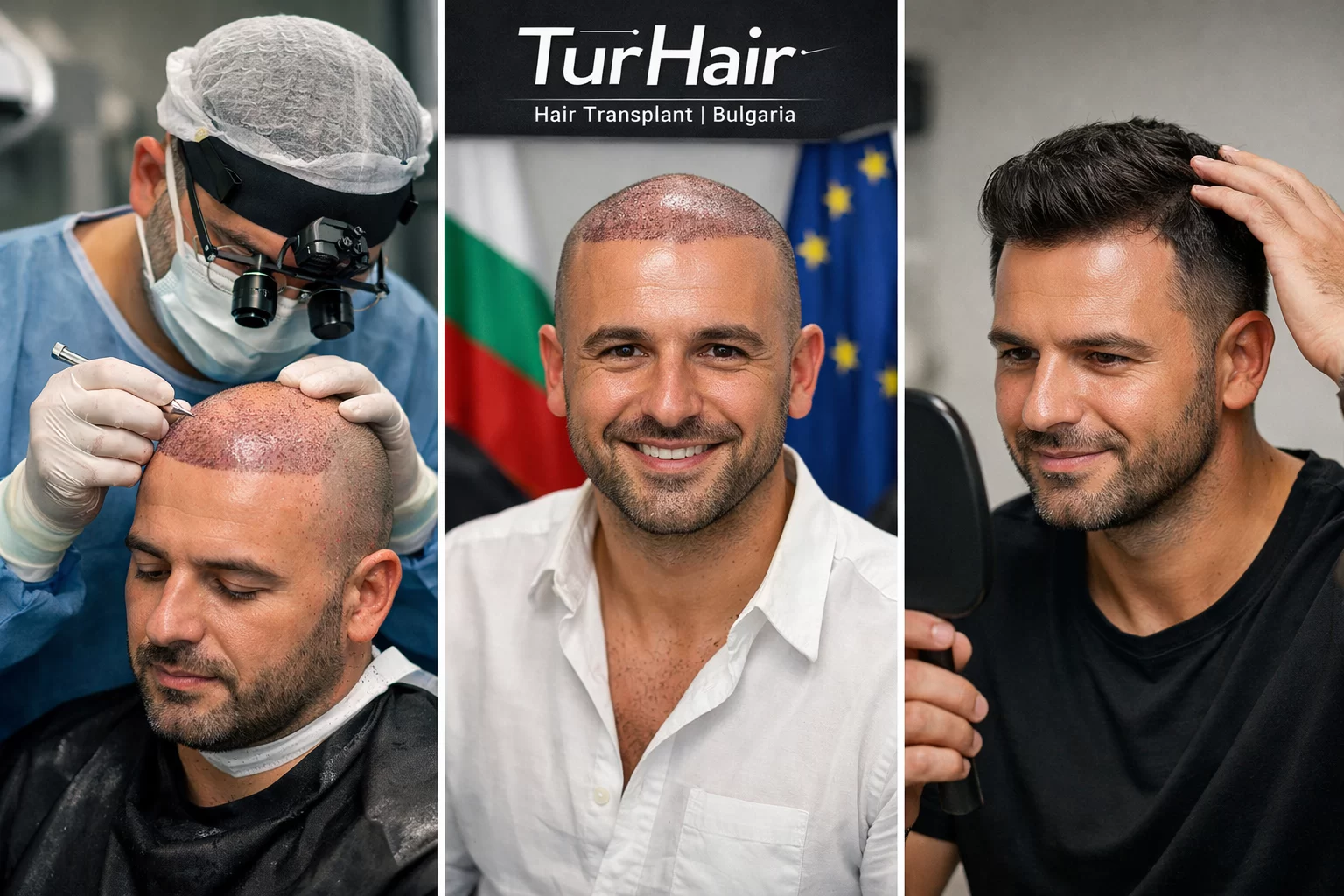 Присаждане на коса в Турция за български пациенти – процедура с лекар, отваряне на канали и естествен резултат преди и след