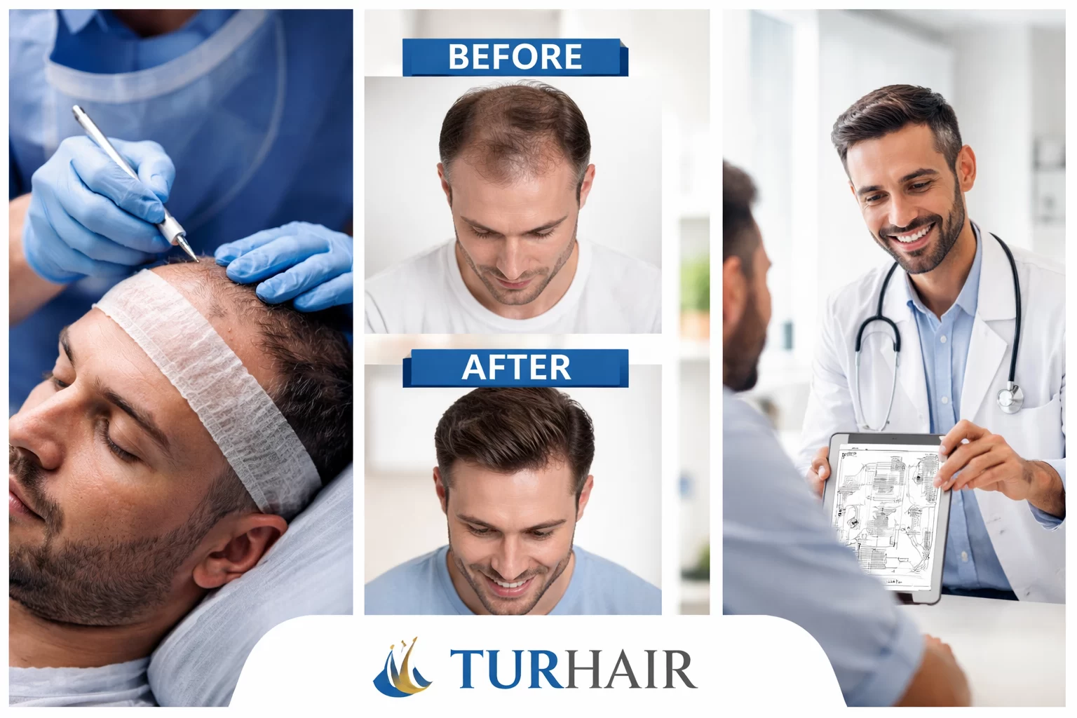 Трансплантация на коса TURHAIR – процедура, преди и след резултати и лекарска консултация