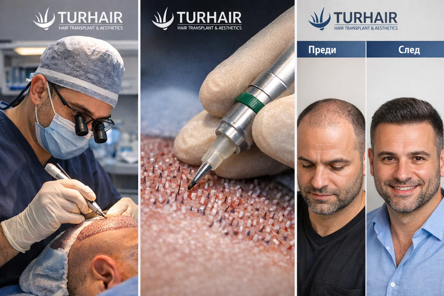 DHI трансплантация на коса в Turhair с Choi pen директно имплантиране и естествени резултати преди и след
