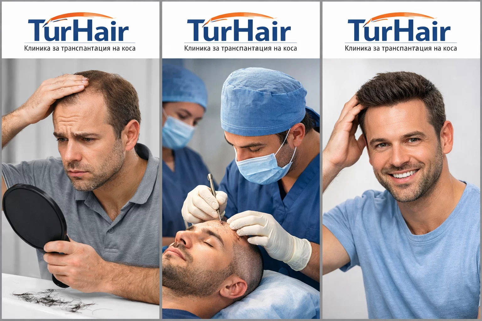 Косопад и решение чрез присаждане на коса – преди, по време и след процедурата в Turhair