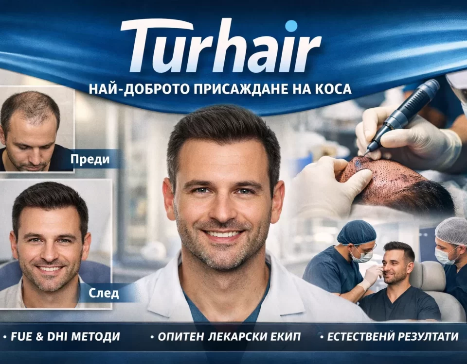 Присаждане на коса преди и след резултат Turhair FUE DHI метод докторска клиника естествена линия