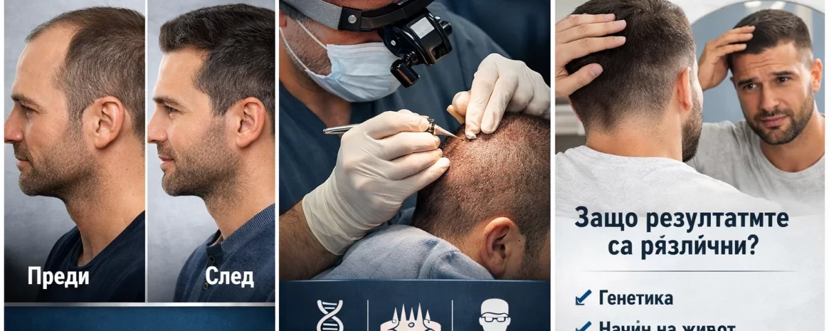 резултати от присаждане на коса TURHAIR преди и след, донорска зона и фактори като генетика и грижа