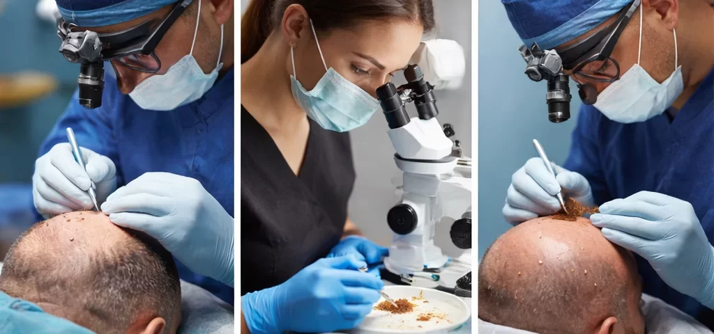Процес на присаждане на коса в Turhair – извличане, подготовка и имплантиране на графтове от лекар