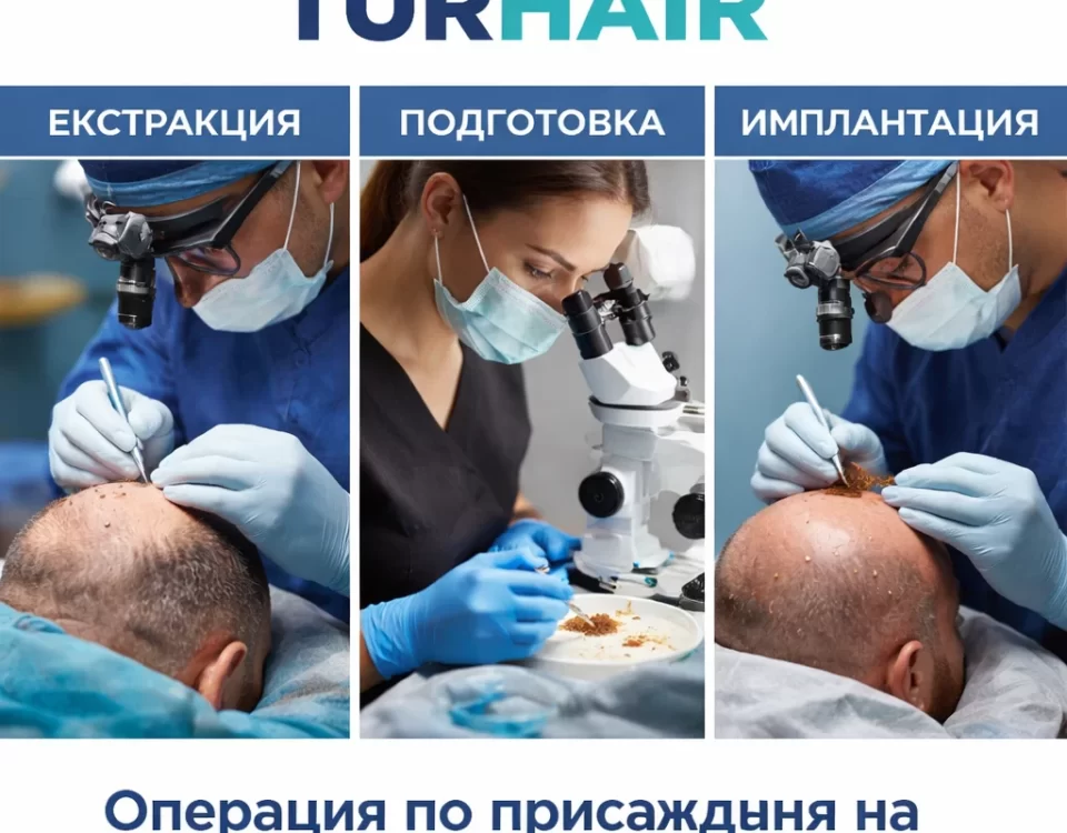 Процес на присаждане на коса в Turhair – извличане, подготовка и имплантиране на графтове от лекар