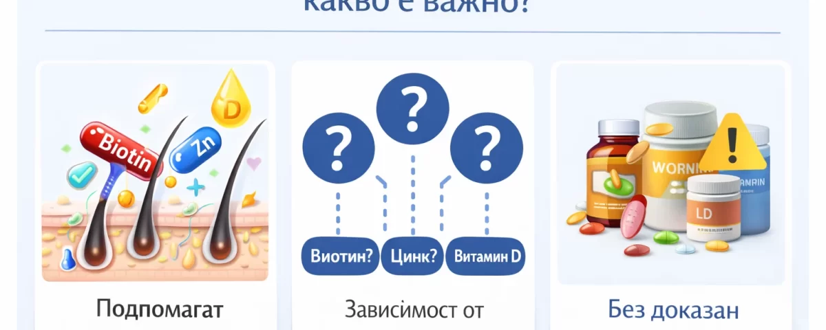 Витамини след присаждане на коса – биотин, цинк и витамин D за възстановяване на фоликулите