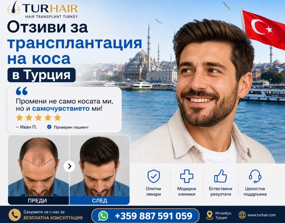 Отзиви за трансплантация на коса в Турция с TurHair – реални пациенти, снимки преди и след процедурата и естествени резултати.