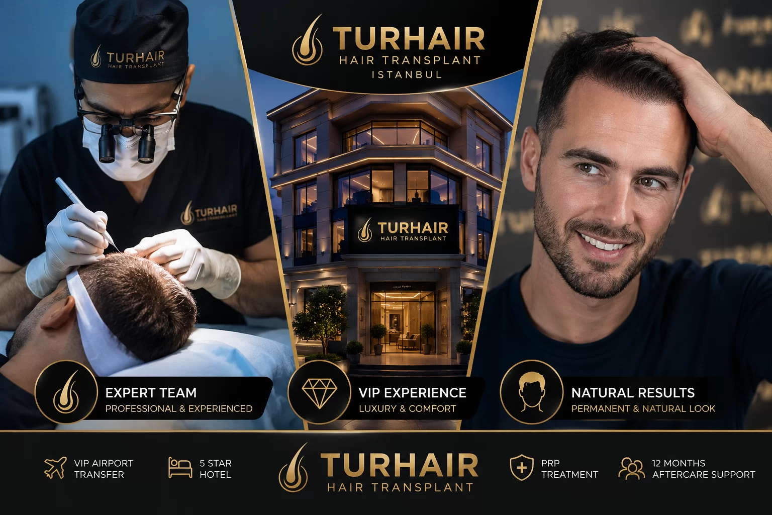 VIP клиника за присаждане на коса Turhair Istanbul с естествени резултати и експертен екип