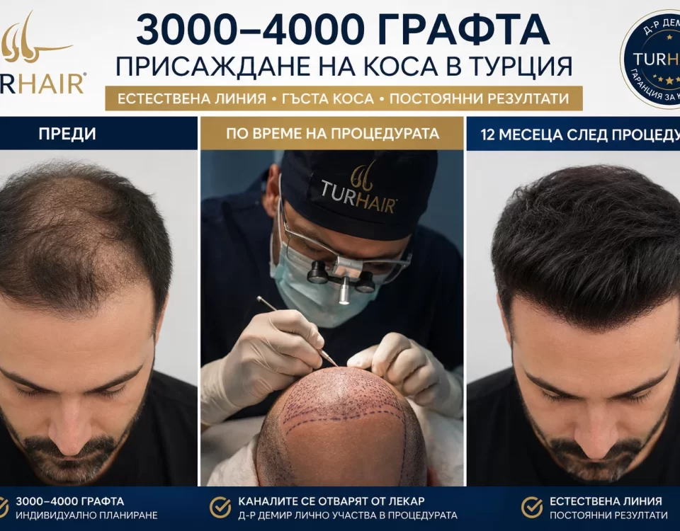 3000–4000 графта присаждане на коса в Турция – TurHair, преди и след процедурата