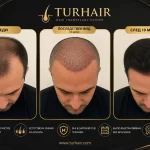 Присаждане на Коса Без Бръснене в Турция преди и след процедура в TurHair с естествена линия на косата и DHI Sapphire FUE техника