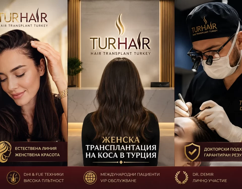 Женска трансплантация на коса в Турция в TurHair с Dr. Demir за естествена плътност и женствена линия на косата